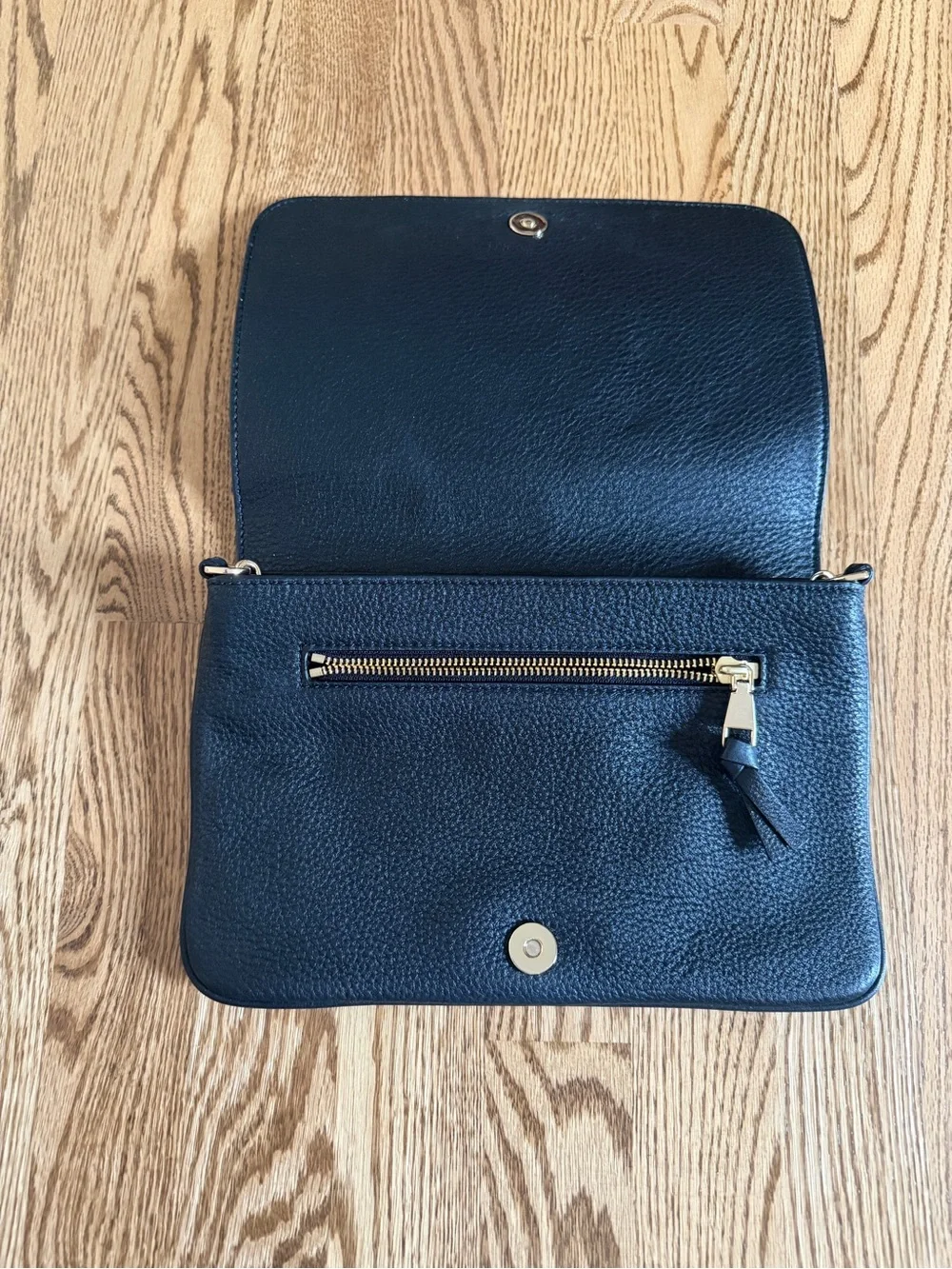Tory Burch Black Pebbled Leather Purse with Gold Chain